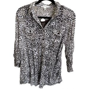 French Laundry Women’s Animal Print Long Sleeve Blouse NWT
